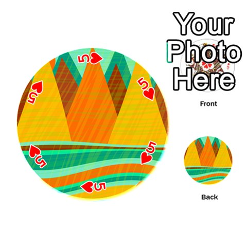 Orange and green landscape Playing Cards 54 (Round)  from ArtsNow.com Front - Heart5