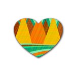 Orange and green landscape Rubber Coaster (Heart) 