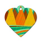 Orange and green landscape Dog Tag Heart (Two Sides)