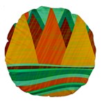 Orange and green landscape Large 18  Premium Round Cushions