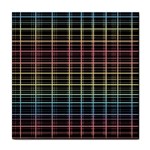 Neon plaid design Tile Coasters