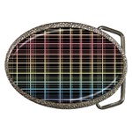 Neon plaid design Belt Buckles