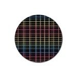 Neon plaid design Rubber Coaster (Round) 