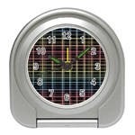 Neon plaid design Travel Alarm Clocks