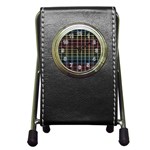 Neon plaid design Pen Holder Desk Clocks