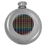 Neon plaid design Round Hip Flask (5 oz)