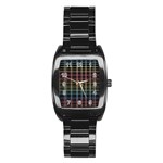 Neon plaid design Stainless Steel Barrel Watch