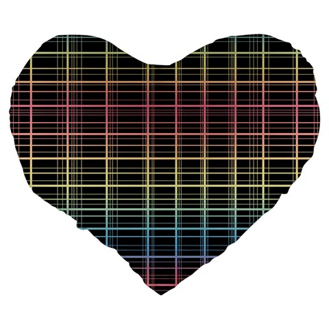 Neon plaid design Large 19  Premium Flano Heart Shape Cushions from ArtsNow.com Back