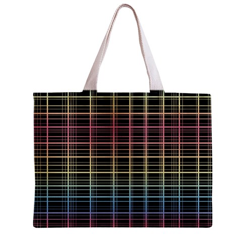 Neon plaid design Zipper Mini Tote Bag from ArtsNow.com Front