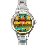 Decorative autumn landscape Round Italian Charm Watch