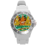 Decorative autumn landscape Round Plastic Sport Watch (L)