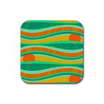 Green and orange decorative design Rubber Coaster (Square) 