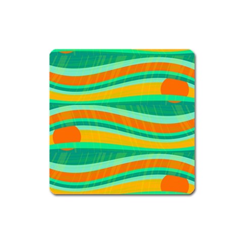 Green and orange decorative design Square Magnet from ArtsNow.com Front