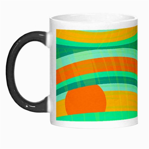 Green and orange decorative design Morph Mugs from ArtsNow.com Left