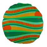 Green and orange decorative design Large 18  Premium Round Cushions