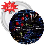 Blue confusion 3  Buttons (10 pack) 