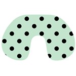 Polka Dots - Black on Pastel Green Travel Neck Pillow