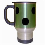 Polka Dots - Black on Pastel Green Travel Mug (Silver Gray)