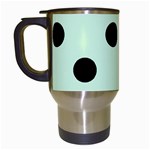 Polka Dots - Black on Pastel Green Travel Mug (Black)