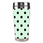 Polka Dots - Black on Pastel Green Stainless Steel Travel Tumbler