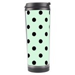 Polka Dots - Black on Pastel Green Travel Tumbler