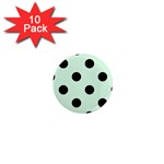 Polka Dots - Black on Pastel Green 1  Mini Magnet (10 pack)