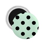 Polka Dots - Black on Pastel Green 2.25  Magnet