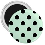 Polka Dots - Black on Pastel Green 3  Magnet