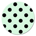 Polka Dots - Black on Pastel Green Magnet 5  (Round)