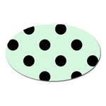 Polka Dots - Black on Pastel Green Magnet (Oval)