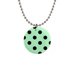 Polka Dots - Black on Mint Green 1  Button Necklace