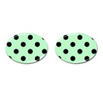 Polka Dots - Black on Mint Green Cufflinks (Oval)