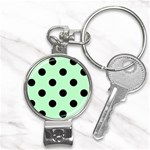 Polka Dots - Black on Mint Green Nail Clippers Key Chain