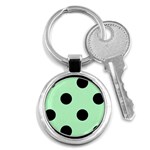 Polka Dots - Black on Mint Green Key Chain (Round)