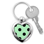 Polka Dots - Black on Mint Green Key Chain (Heart)