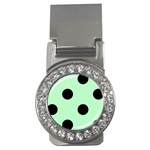 Polka Dots - Black on Mint Green Money Clip (CZ)