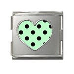 Polka Dots - Black on Mint Green Mega Link Heart Italian Charm (18mm)