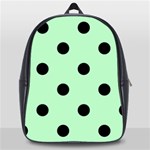 Polka Dots - Black on Mint Green School Bag (Large)