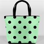 Polka Dots - Black on Mint Green Bucket Bag