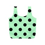 Polka Dots - Black on Mint Green Full Print Recycle Bag (S)