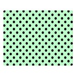 Polka Dots - Black on Mint Green Double Sided Flano Blanket (Large)