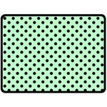 Polka Dots - Black on Mint Green Fleece Blanket (Large) (One Side)