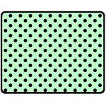 Polka Dots - Black on Mint Green Fleece Blanket (Medium) (One Side)