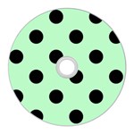 Polka Dots - Black on Mint Green CD Wall Clock