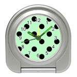 Polka Dots - Black on Mint Green Desk Alarm Clock