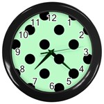 Polka Dots - Black on Mint Green Wall Clock (Black)