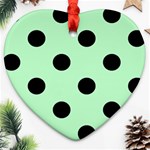 Polka Dots - Black on Mint Green Ornament (Heart)