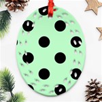 Polka Dots - Black on Mint Green Ornament (Bell) Ornament (Oval Filigree)