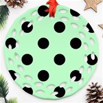 Polka Dots - Black on Mint Green Ornament (Round Filigree)