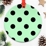 Polka Dots - Black on Mint Green Ornament (Round)